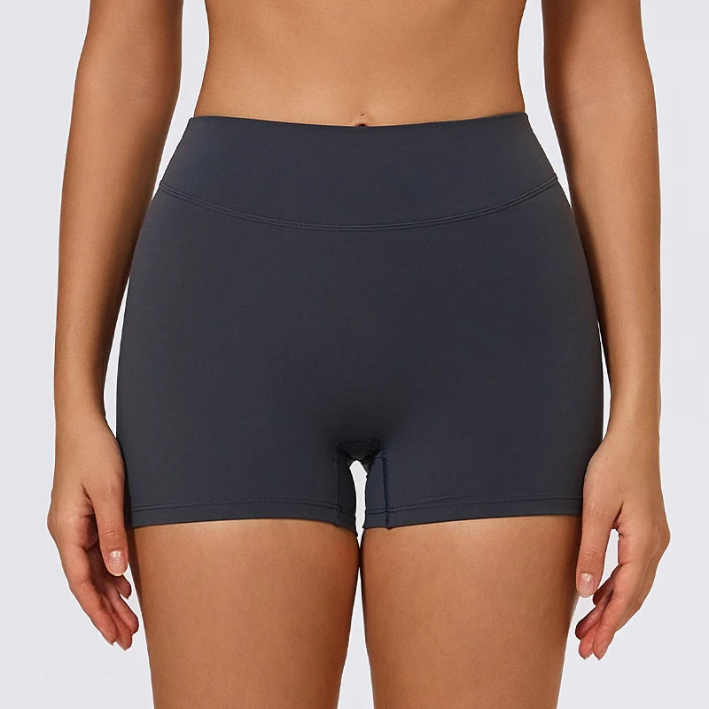 Black Nylon Butt High Waist Scrunch Butt Lifting Compression Women Yoga Shorts for Gym/yoga/running/biking