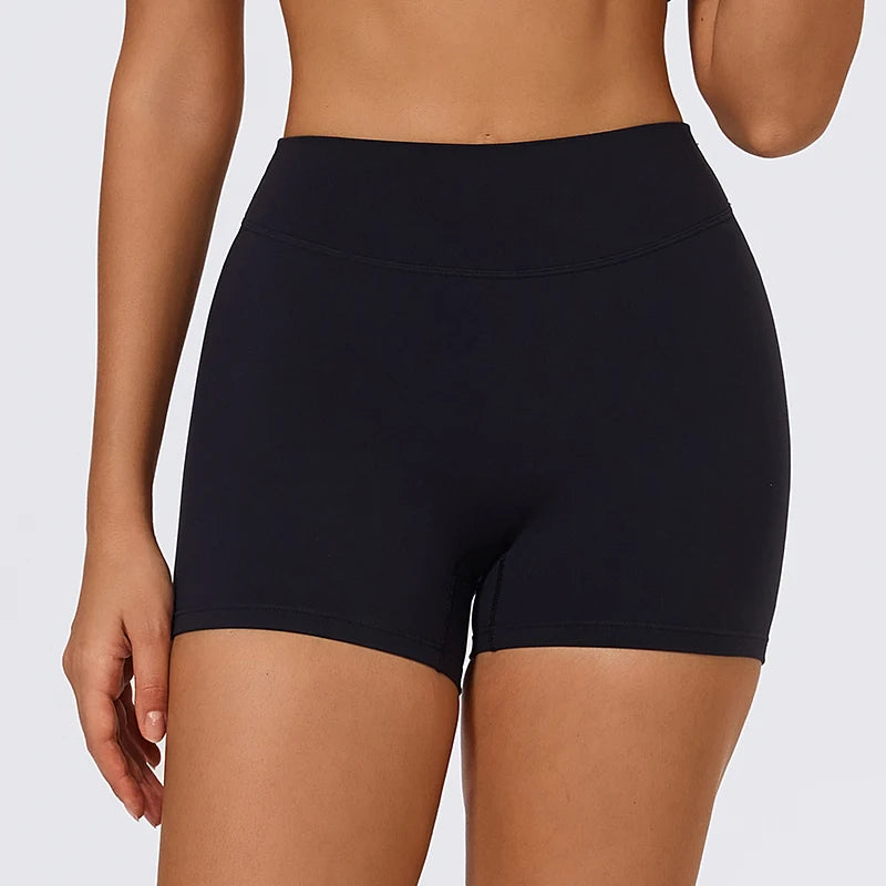 Black Nylon Butt High Waist Scrunch Butt Lifting Compression Women Yoga Shorts for Gym/yoga/running/biking