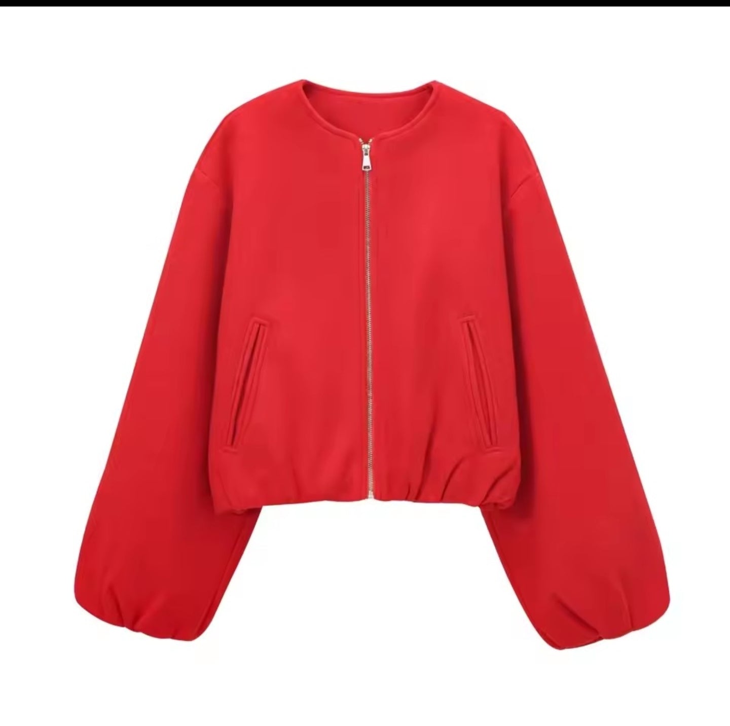 Red Zipper Bomber Jackets for Women Soft Cropped Jackets Woman 2025 Long Sleeve Woman's Sports Jacket New in Outerwears
