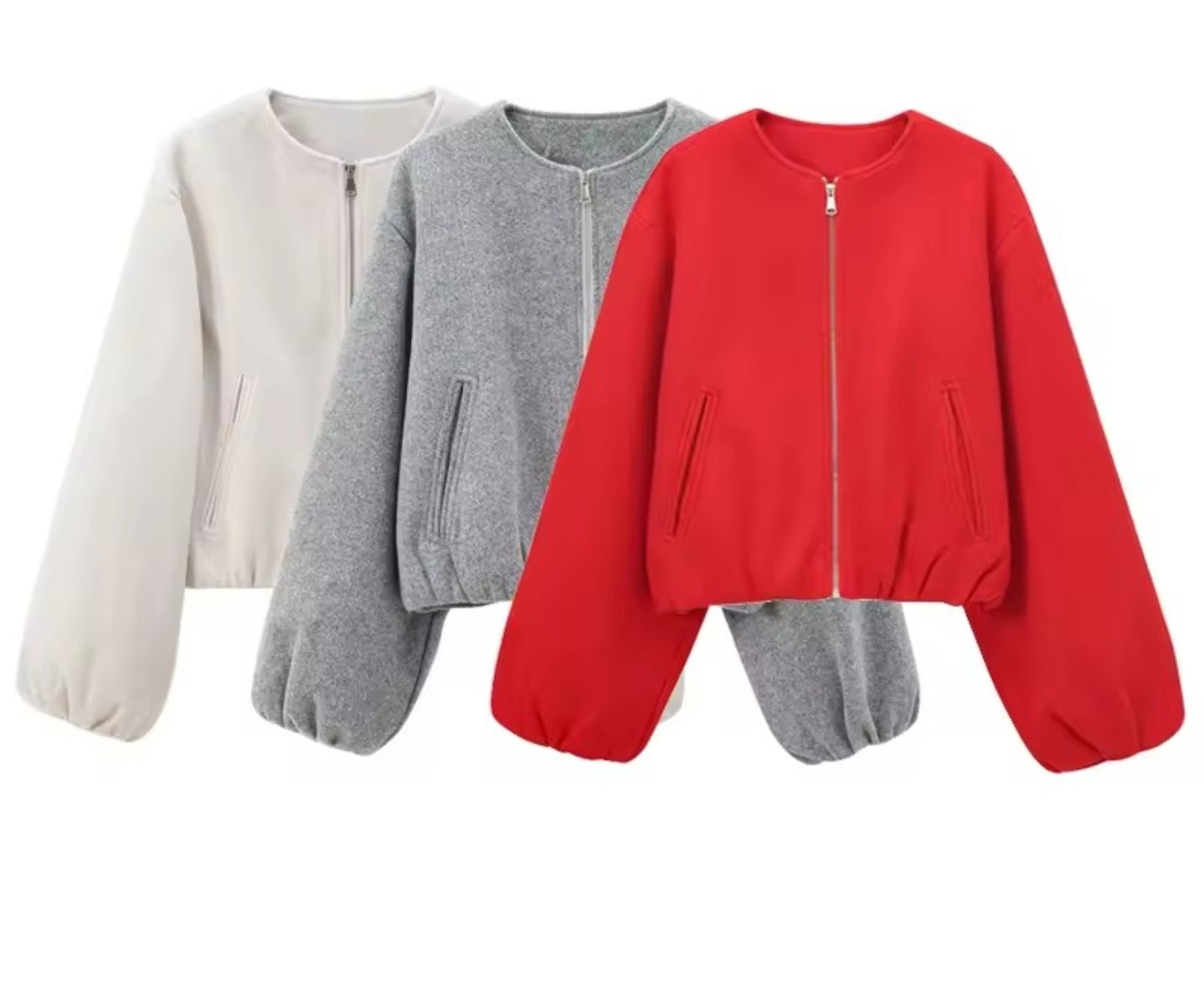 Red Zipper Bomber Jackets for Women Soft Cropped Jackets Woman 2025 Long Sleeve Woman's Sports Jacket New in Outerwears