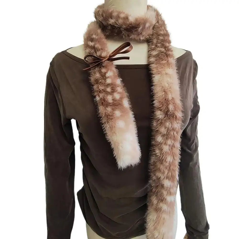 Winter Harajuku Elk Plush Scarf Cute Imitation Reindeer Plush Long Neck Warmer Christmas Warm Scarf New Year Decor Accessories