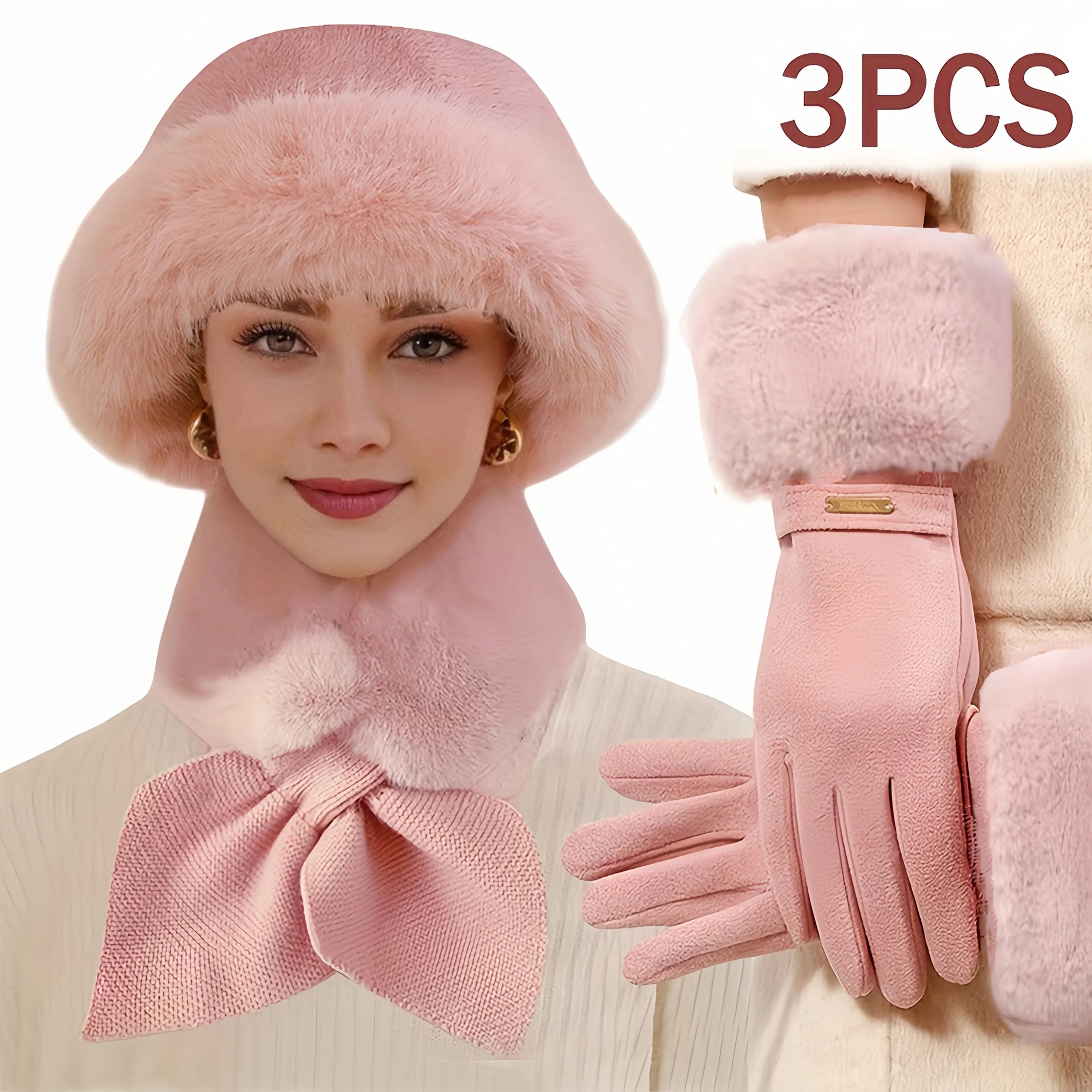 3pcs winter warmth accessory set, It is perfect for cold weather and outdoor activities, ideal Christmas or Valentine's Day gift