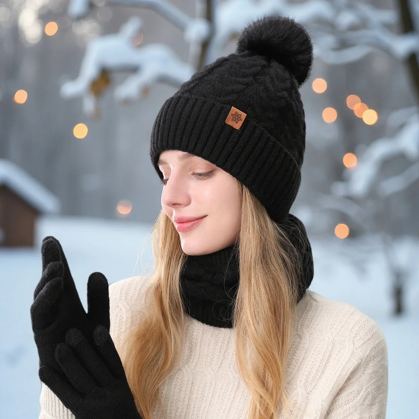 Winter 3-Piece Set: Hat, Scarf & Gloves. Warm, Thickened, Fashionable. Perfect for Outdoor Activities & Daily Use.