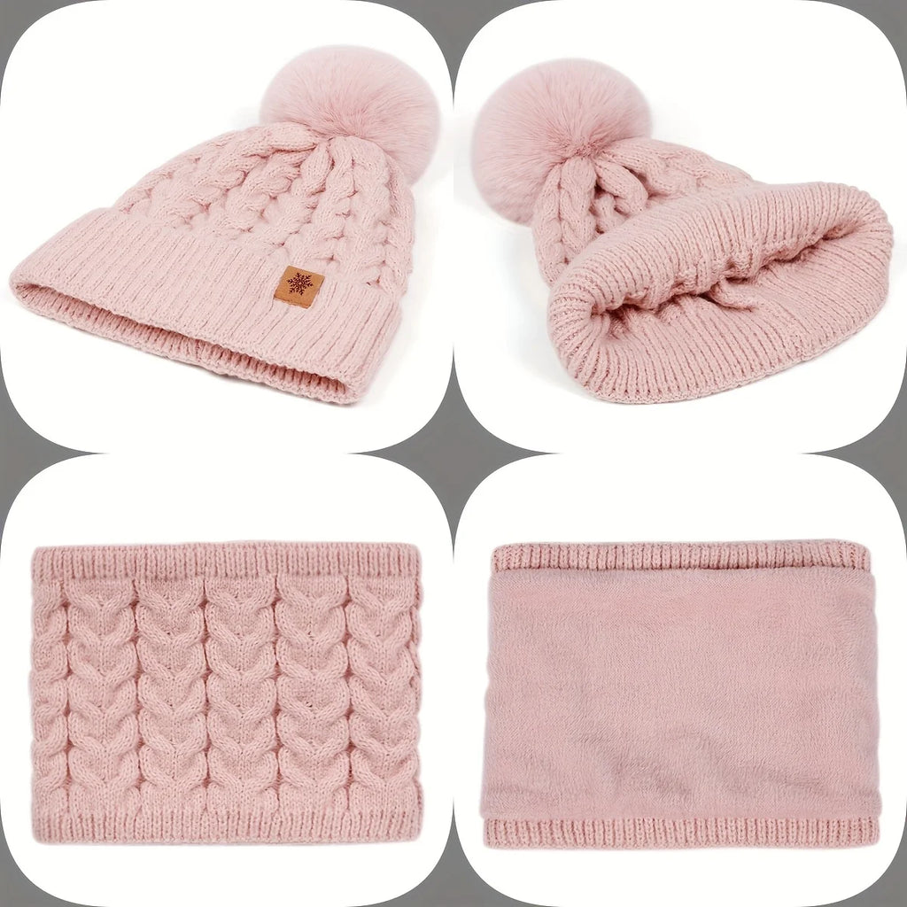 Winter 3-Piece Set: Hat, Scarf & Gloves. Warm, Thickened, Fashionable. Perfect for Outdoor Activities & Daily Use.