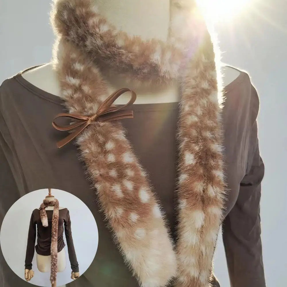 Winter Harajuku Elk Plush Scarf Cute Imitation Reindeer Plush Long Neck Warmer Christmas Warm Scarf New Year Decor Accessories