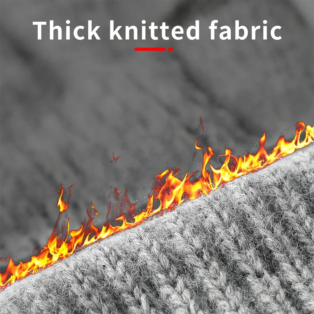 Winter Warm Set Hat and Gloves Winter Accessories Balaclava Cap Men's Sports Touchscreen Faux Cashmere Gloves Cold Weather Gear