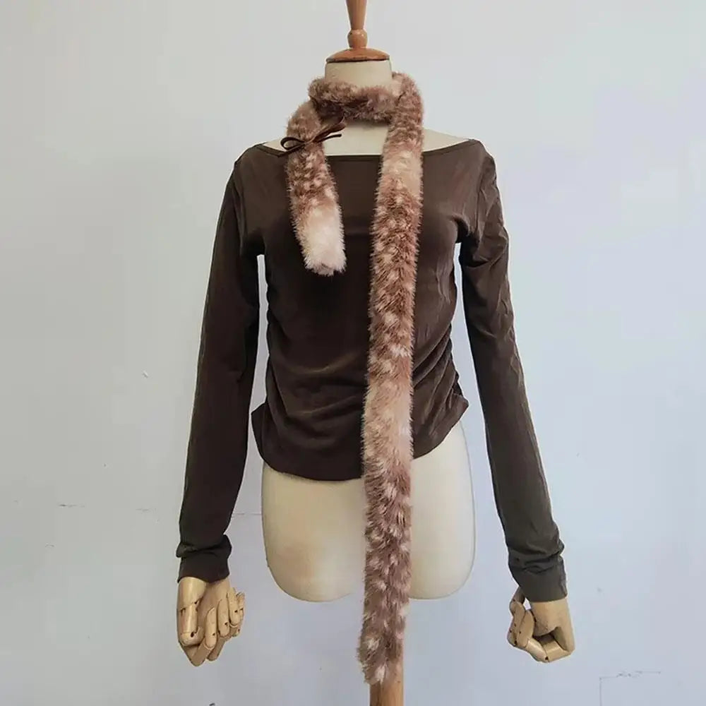 Winter Harajuku Elk Plush Scarf Cute Imitation Reindeer Plush Long Neck Warmer Christmas Warm Scarf New Year Decor Accessories