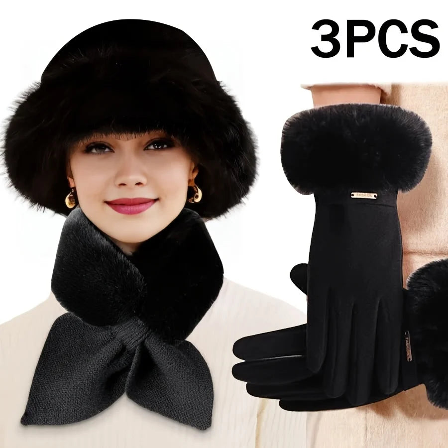 3pcs winter warmth accessory set, It is perfect for cold weather and outdoor activities, ideal Christmas or Valentine's Day gift