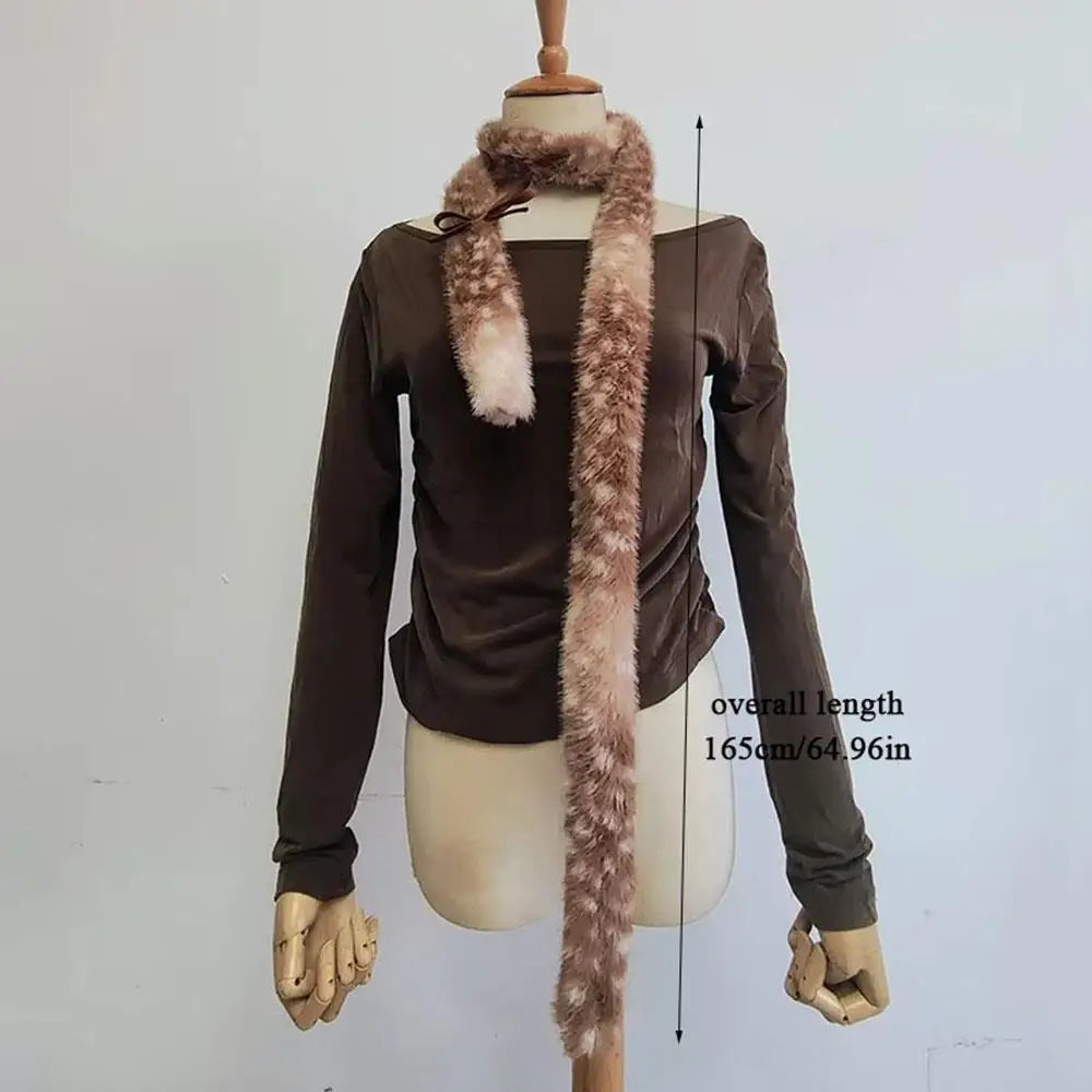 Winter Harajuku Elk Plush Scarf Cute Imitation Reindeer Plush Long Neck Warmer Christmas Warm Scarf New Year Decor Accessories