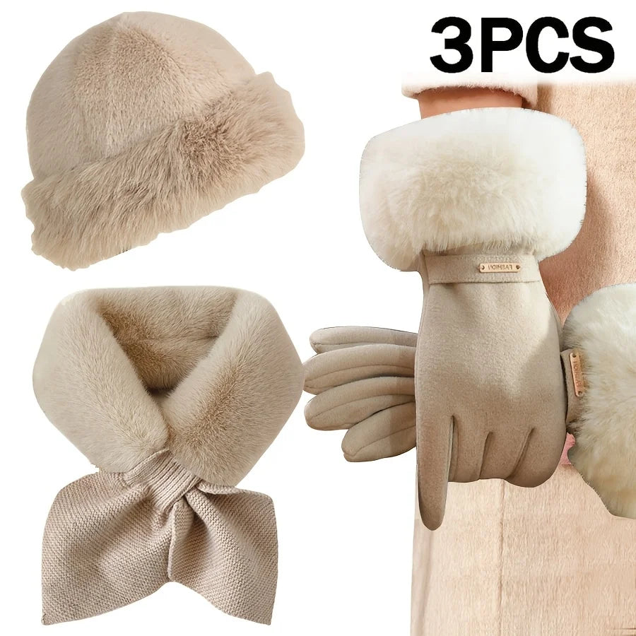 3pcs winter warmth accessory set, It is perfect for cold weather and outdoor activities, ideal Christmas or Valentine's Day gift