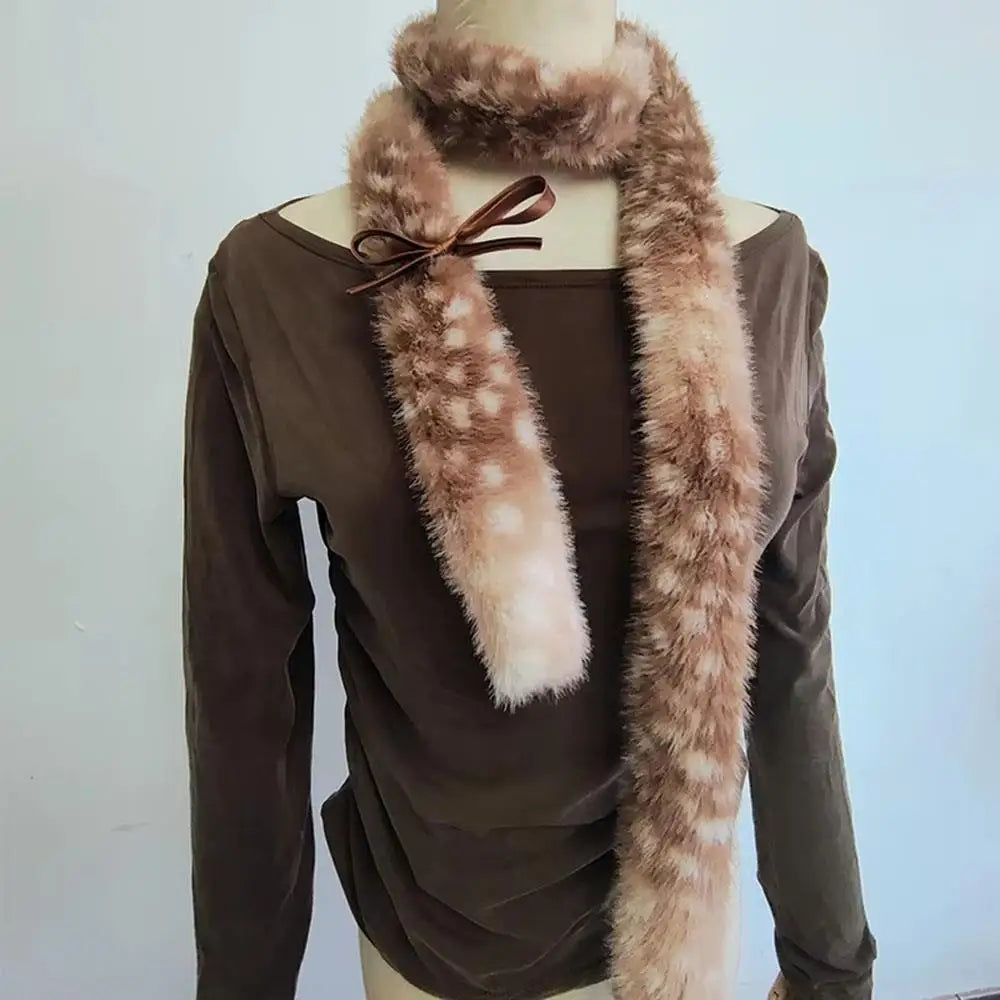 Winter Harajuku Elk Plush Scarf Cute Imitation Reindeer Plush Long Neck Warmer Christmas Warm Scarf New Year Decor Accessories