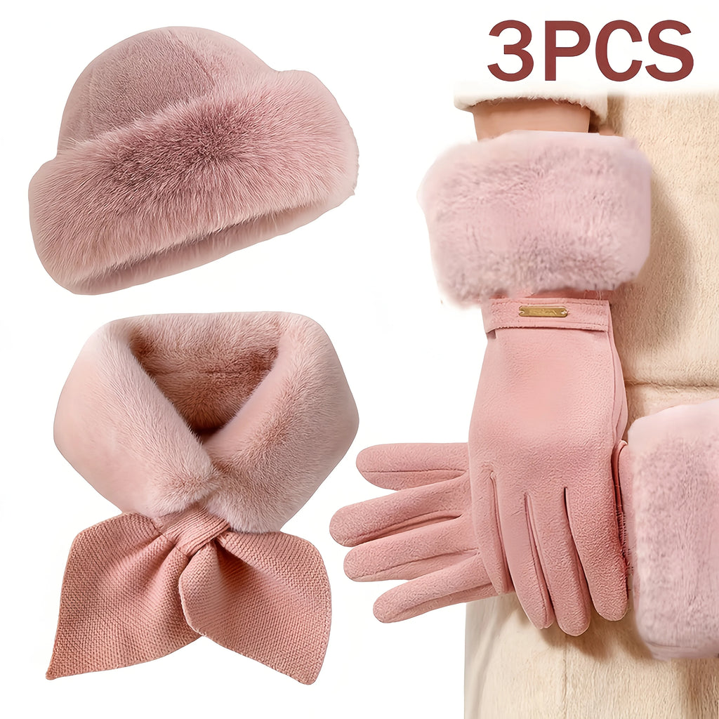 3pcs winter warmth accessory set, It is perfect for cold weather and outdoor activities, ideal Christmas or Valentine's Day gift