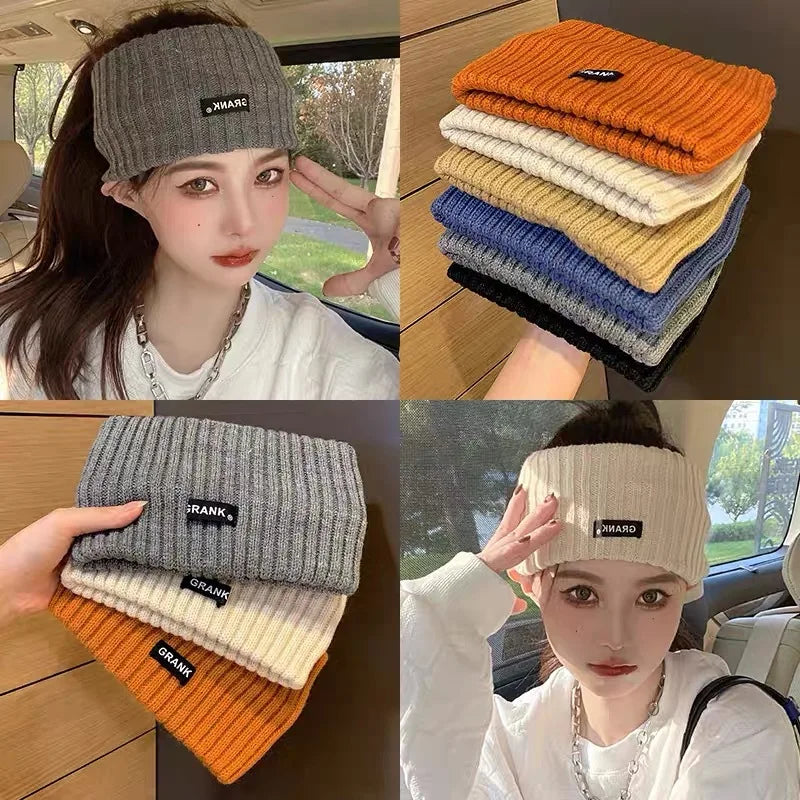 Autumn and winter sports knitted wool confinement hair band women's thermal cover headscarf hair accessories