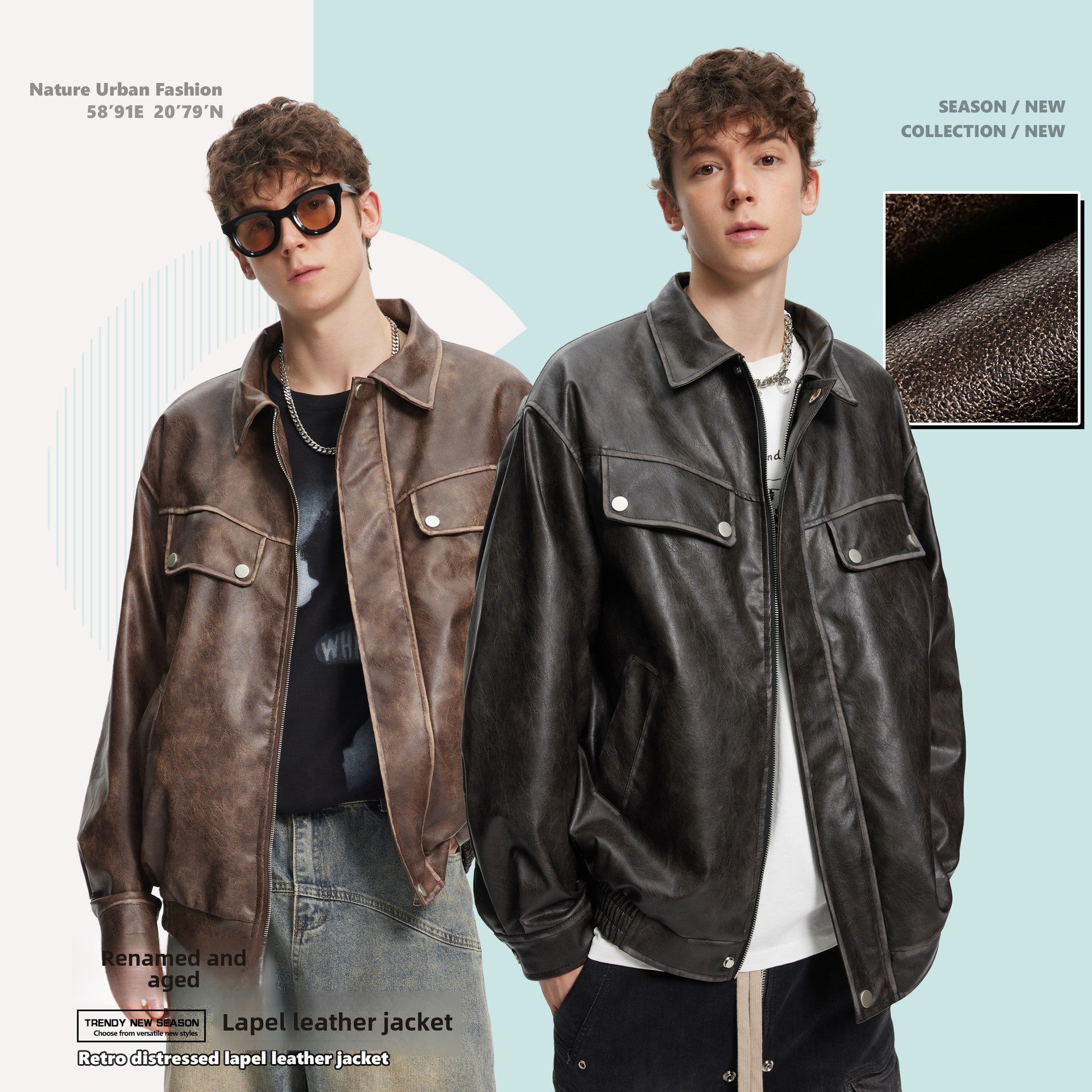 2025 Fall New Men's Genuine Leather Lapel Jacket Casual Stand Long Fashionable Silhouette Structured Drop Shoulder Unisex Coat