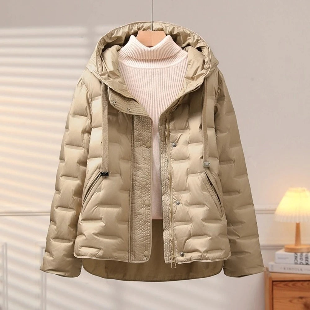 2025 Autumn Winter Women's New Puffer Jacket Short Hooded Thickened White Duck Down Coat Slim Fit Fashion Casual Warm Outerwear
