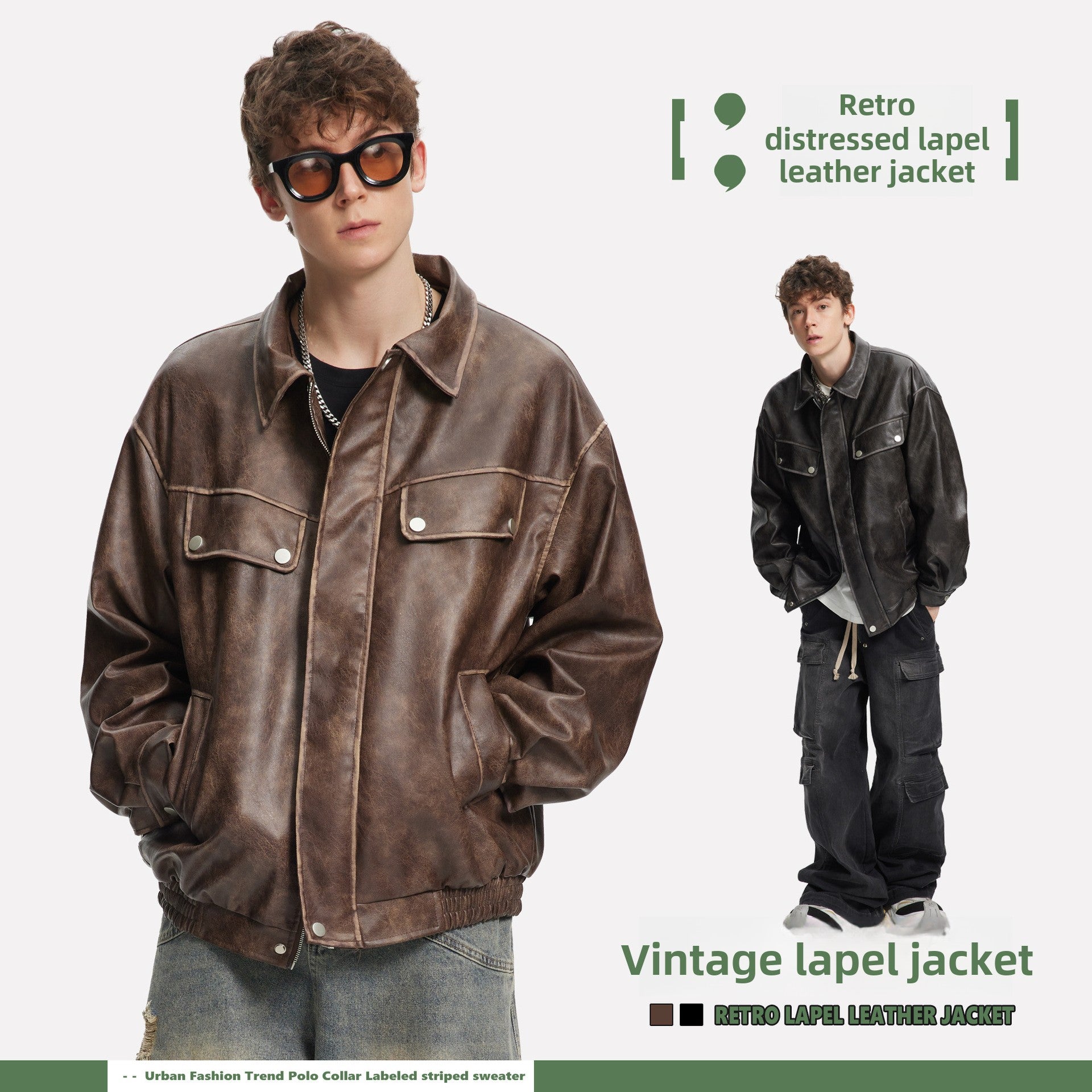 2025 Fall New Men's Genuine Leather Lapel Jacket Casual Stand Long Fashionable Silhouette Structured Drop Shoulder Unisex Coat