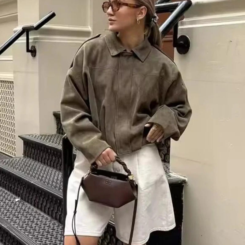 TFMLN Autumn Women Fashion Bomber Jackets Casual Soft Lantern Long Sleeve Oversized Coat Female Short Zipper Outwear ﻿