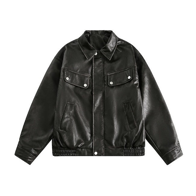 2025 Fall New Men's Genuine Leather Lapel Jacket Casual Stand Long Fashionable Silhouette Structured Drop Shoulder Unisex Coat