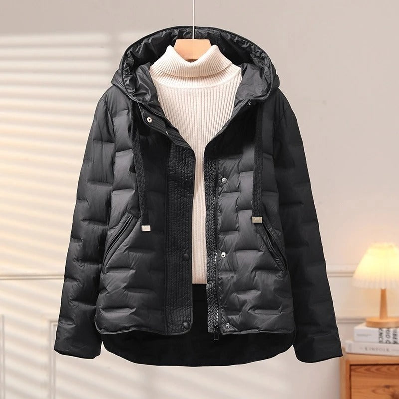 2025 Autumn Winter Women's New Puffer Jacket Short Hooded Thickened White Duck Down Coat Slim Fit Fashion Casual Warm Outerwear