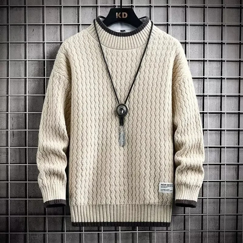 2022 Autumn/winter Trendy Korean Style Loose Fit Knitted Sweater For Men Casual Lazy Line Clothes Jacket Hong Kong Style